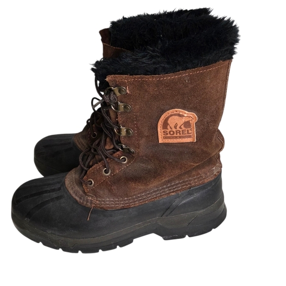 Sorel Other - Sorel Kaufman Canada Mens Winter Duck Sherpa Lined Leather Boots Size 8